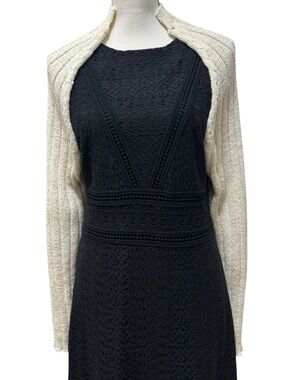 The Open Product S Cream Chunky Knit Cotton Blend Cropped Shrug Bolero Cardigan